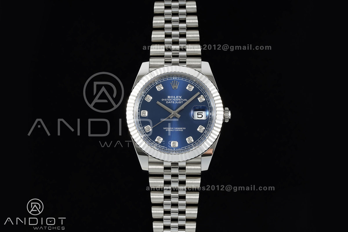DateJust 41 126334 Clean Plus 1:1 Best Edition Blue Diamonds Dial on Jubilee Bracelet DD3235